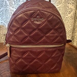 Kate Spade Maroon Quilted Backpack
